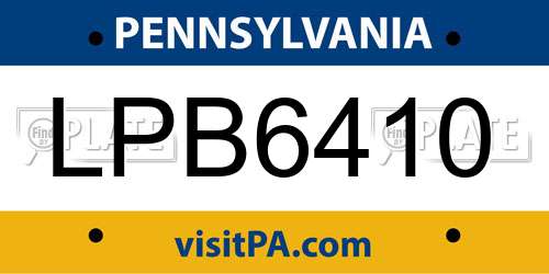 LPB6410 Pennsylvania License Plate