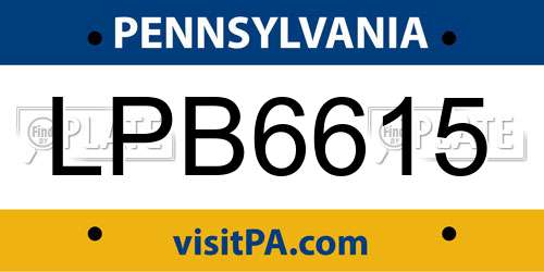 LPB6615 Pennsylvania License Plate