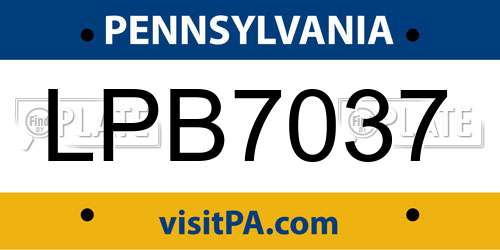 LPB7037 Pennsylvania License Plate