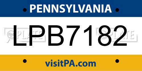 LPB7182 Pennsylvania License Plate
