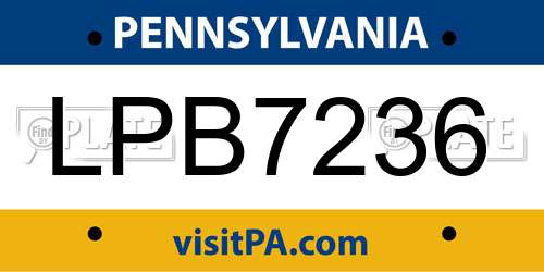 LPB7236 Pennsylvania License Plate