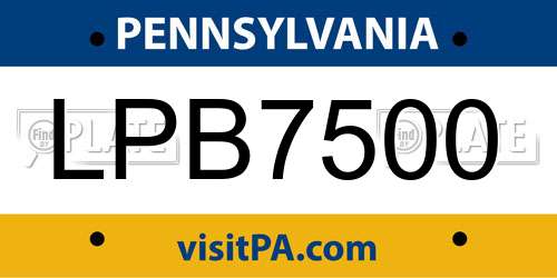 LPB7500 Pennsylvania License Plate