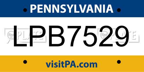 LPB7529 Pennsylvania License Plate