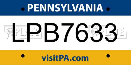 LPB7633 Pennsylvania License Plate