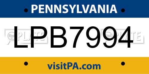 LPB7994 Pennsylvania License Plate