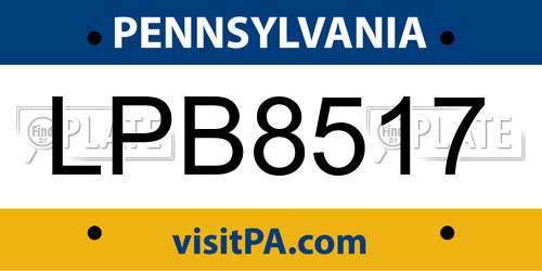 LPB8517 Pennsylvania License Plate