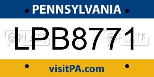LPB8771 Pennsylvania License Plate
