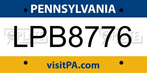 LPB8776 Pennsylvania License Plate