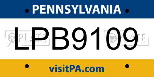 LPB9109 Pennsylvania License Plate