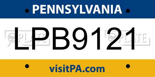 LPB9121 Pennsylvania License Plate