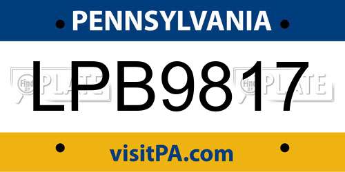 LPB9817 Pennsylvania License Plate