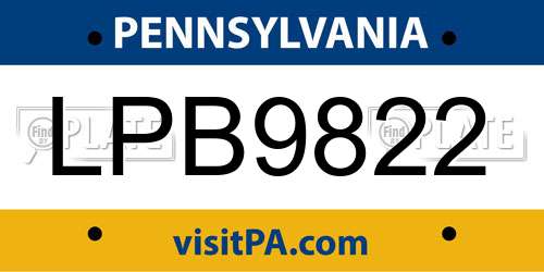 LPB9822 Pennsylvania License Plate