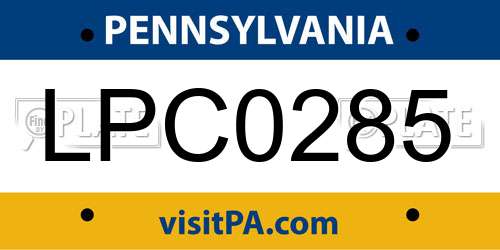 LPC0285 Pennsylvania License Plate