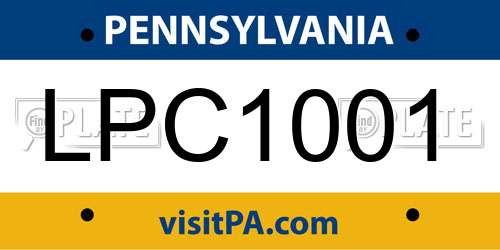 LPC1001 Pennsylvania License Plate