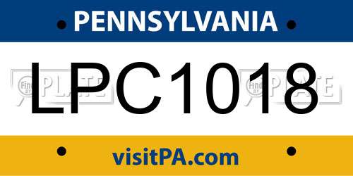 LPC1018 Pennsylvania License Plate
