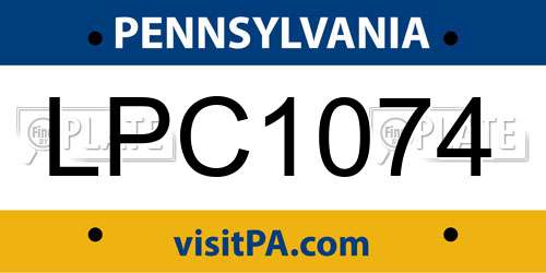LPC1074 Pennsylvania License Plate
