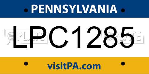 LPC1285 Pennsylvania License Plate