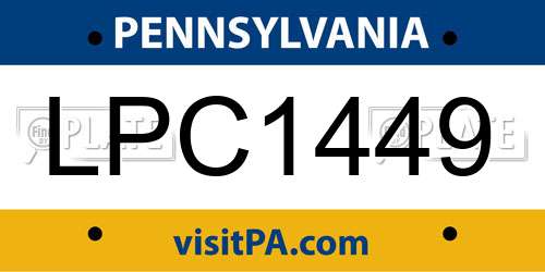 LPC1449 Pennsylvania License Plate