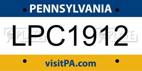 LPC1912 Pennsylvania License Plate