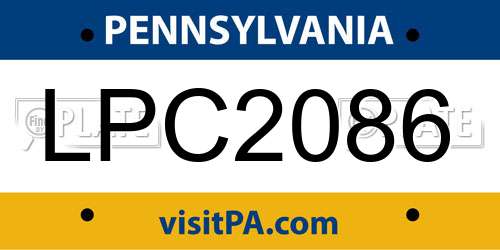 LPC2086 Pennsylvania License Plate