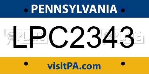 LPC2343 Pennsylvania License Plate