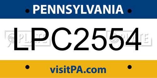 LPC2554 Pennsylvania License Plate