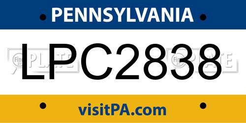 LPC2838 Pennsylvania License Plate