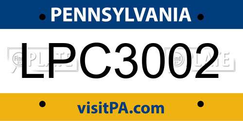 LPC3002 Pennsylvania License Plate