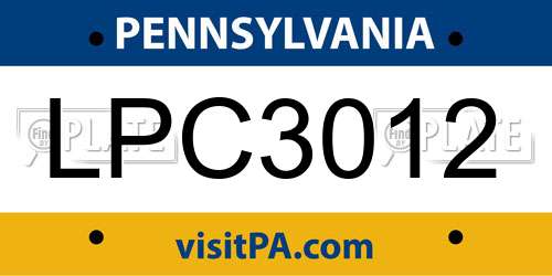 LPC3012 Pennsylvania License Plate