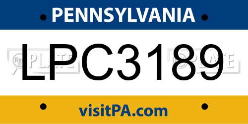 LPC3189 Pennsylvania License Plate