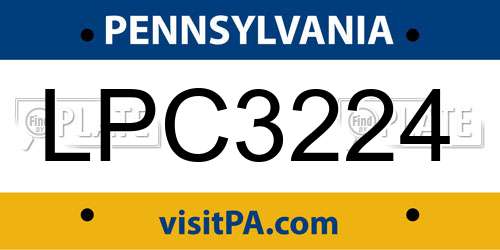 LPC3224 Pennsylvania License Plate
