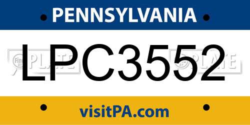 LPC3552 Pennsylvania License Plate