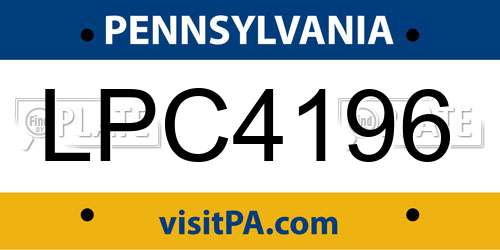 LPC4196 Pennsylvania License Plate