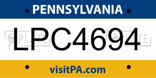 LPC4694 Pennsylvania License Plate