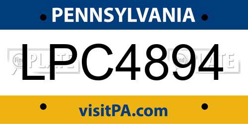 LPC4894 Pennsylvania License Plate