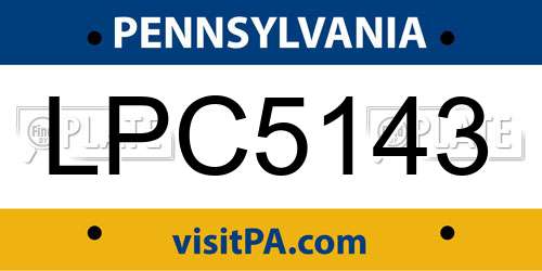 LPC5143 Pennsylvania License Plate