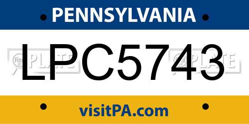 LPC5743 Pennsylvania License Plate