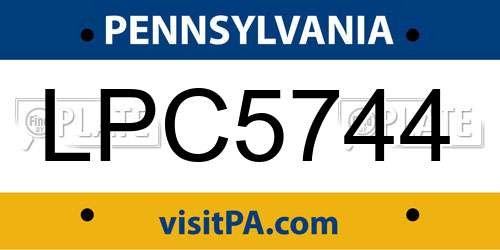 LPC5744 Pennsylvania License Plate