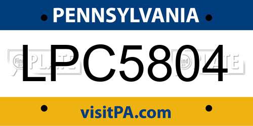 LPC5804 Pennsylvania License Plate