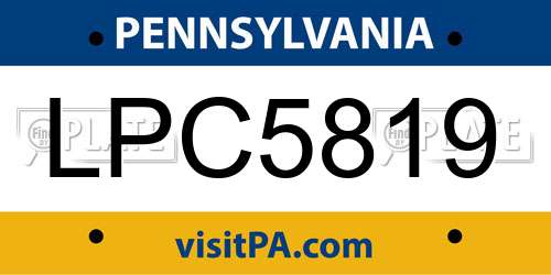 LPC5819 Pennsylvania License Plate