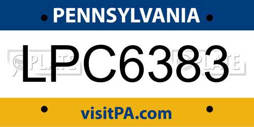 LPC6383 Pennsylvania License Plate