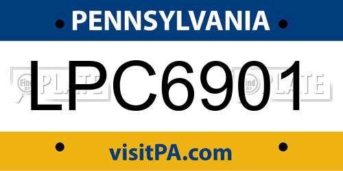 LPC6901 Pennsylvania License Plate