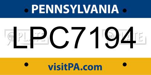 LPC7194 Pennsylvania License Plate