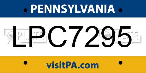 LPC7295 Pennsylvania License Plate