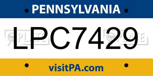 LPC7429 Pennsylvania License Plate