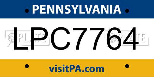 LPC7764 Pennsylvania License Plate
