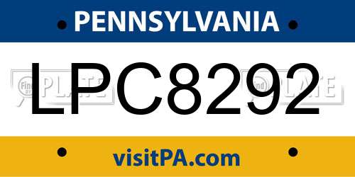LPC8292 Pennsylvania License Plate