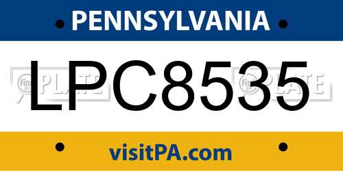 LPC8535 Pennsylvania License Plate