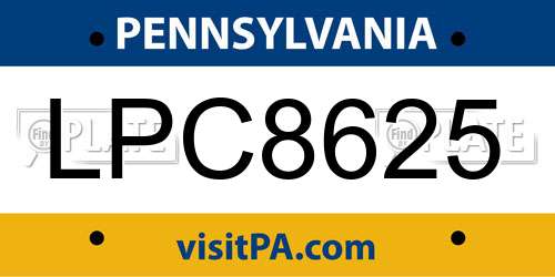 LPC8625 Pennsylvania License Plate