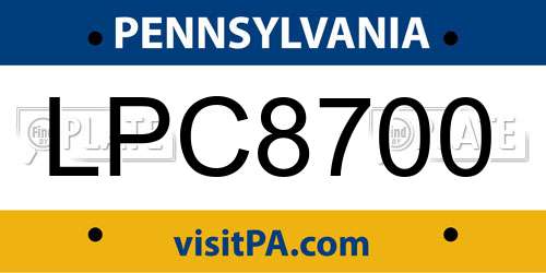LPC8700 Pennsylvania License Plate